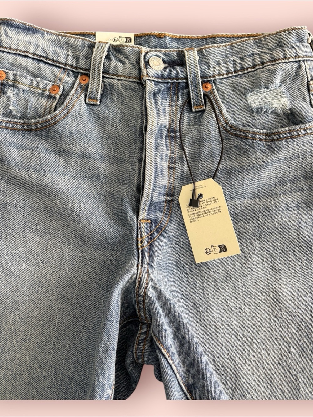 Levi's Light Blue Distressed Denim Cutoff Shorts - Picture 2 of 8